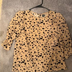 SHEIN Beige and Black Patterned Blouse